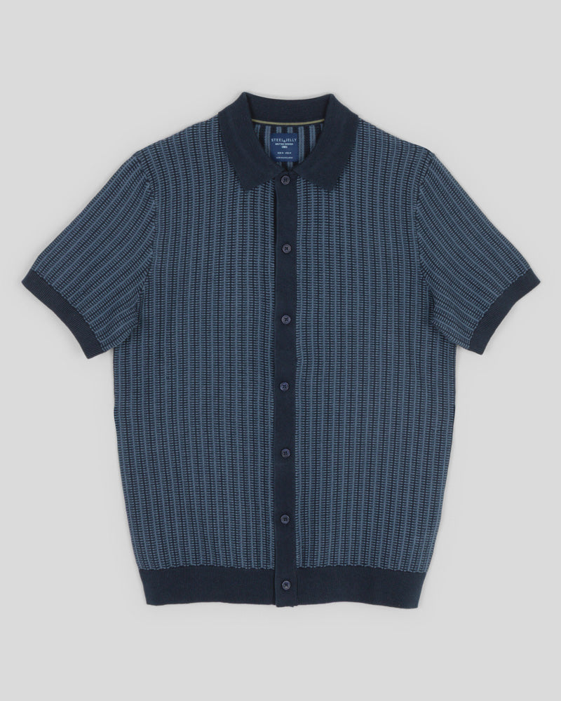 Heston - Stripe Textured Knitted Short Sleeve Shirt