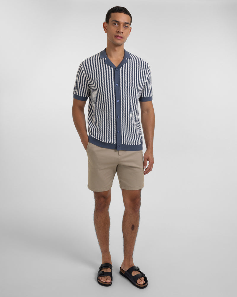 Feltham - Tonal Stripe Knitted Short Sleeve Shirt