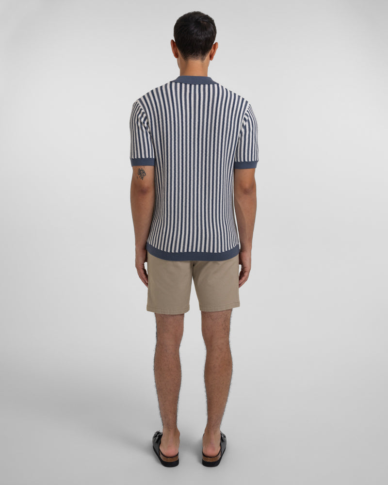 Feltham - Tonal Stripe Knitted Short Sleeve Shirt
