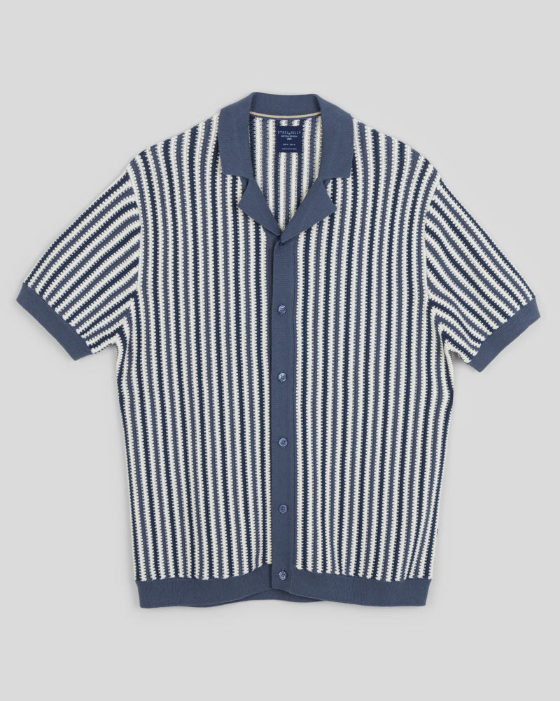 Feltham - Tonal Stripe Knitted Short Sleeve Shirt