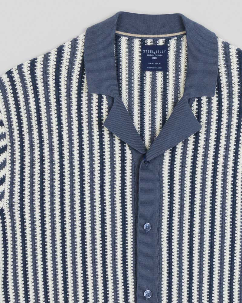 Feltham - Tonal Stripe Knitted Short Sleeve Shirt