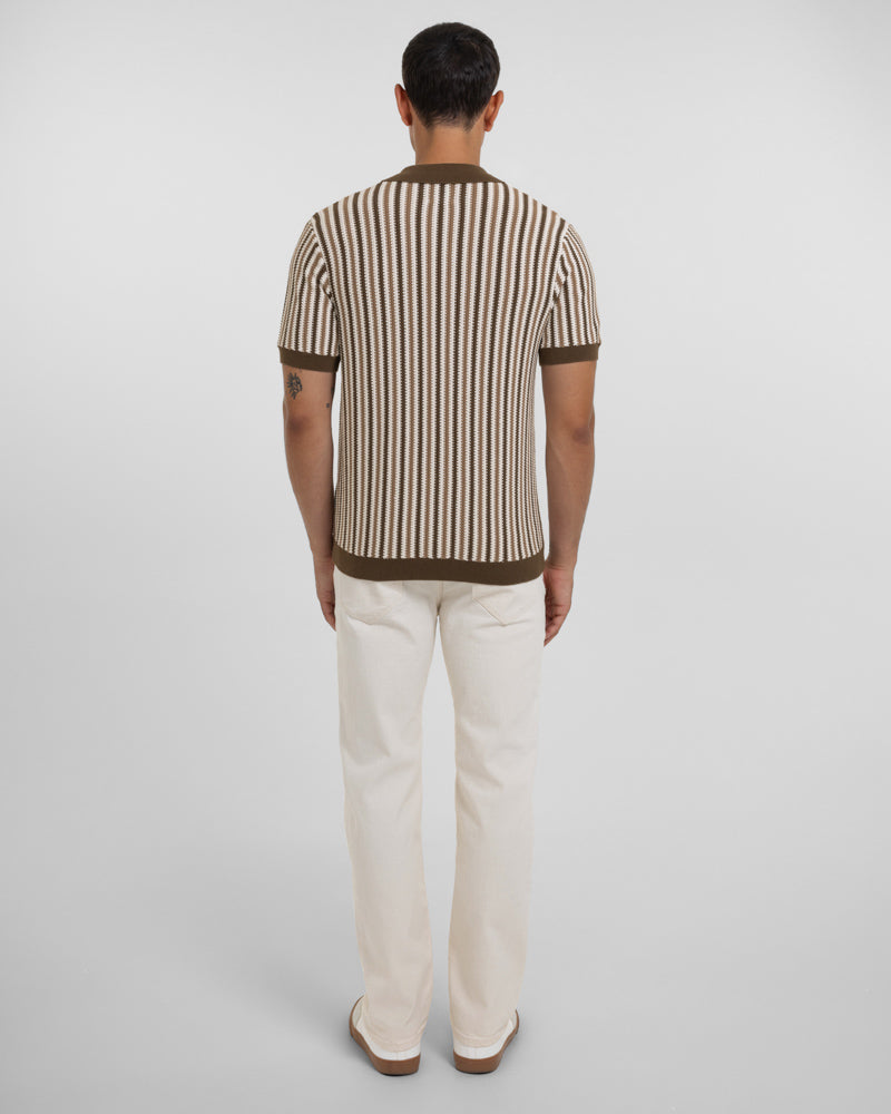 Feltham - Tonal Stripe Knitted Short Sleeve Shirt