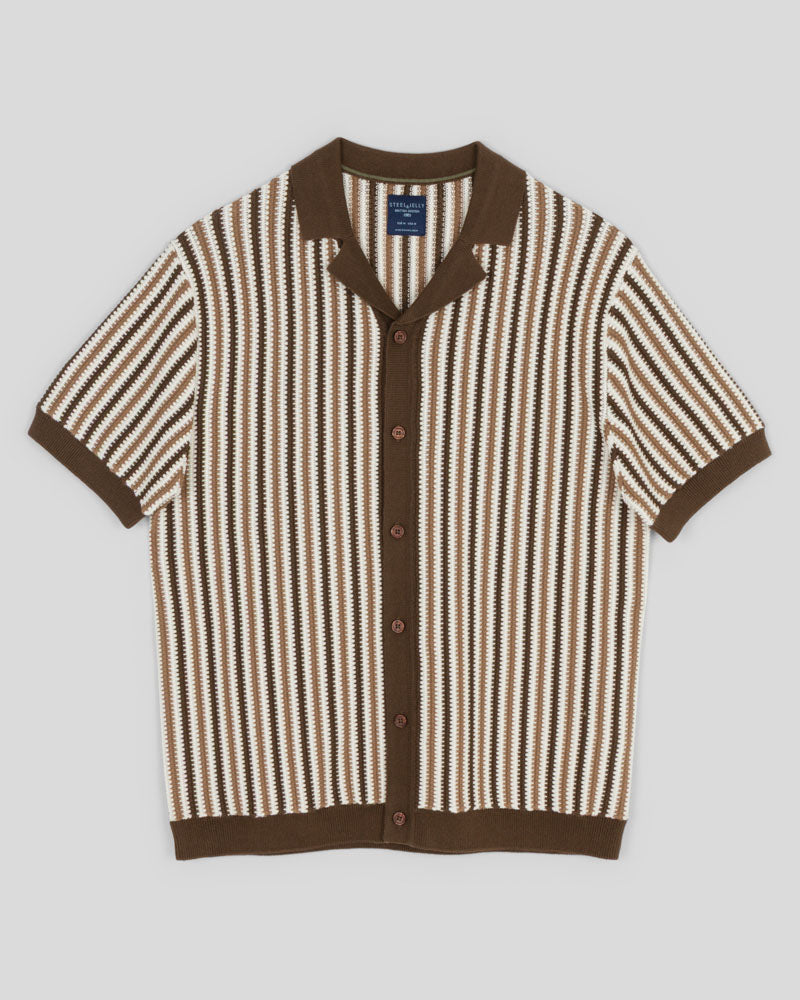 Feltham - Tonal Stripe Knitted Short Sleeve Shirt
