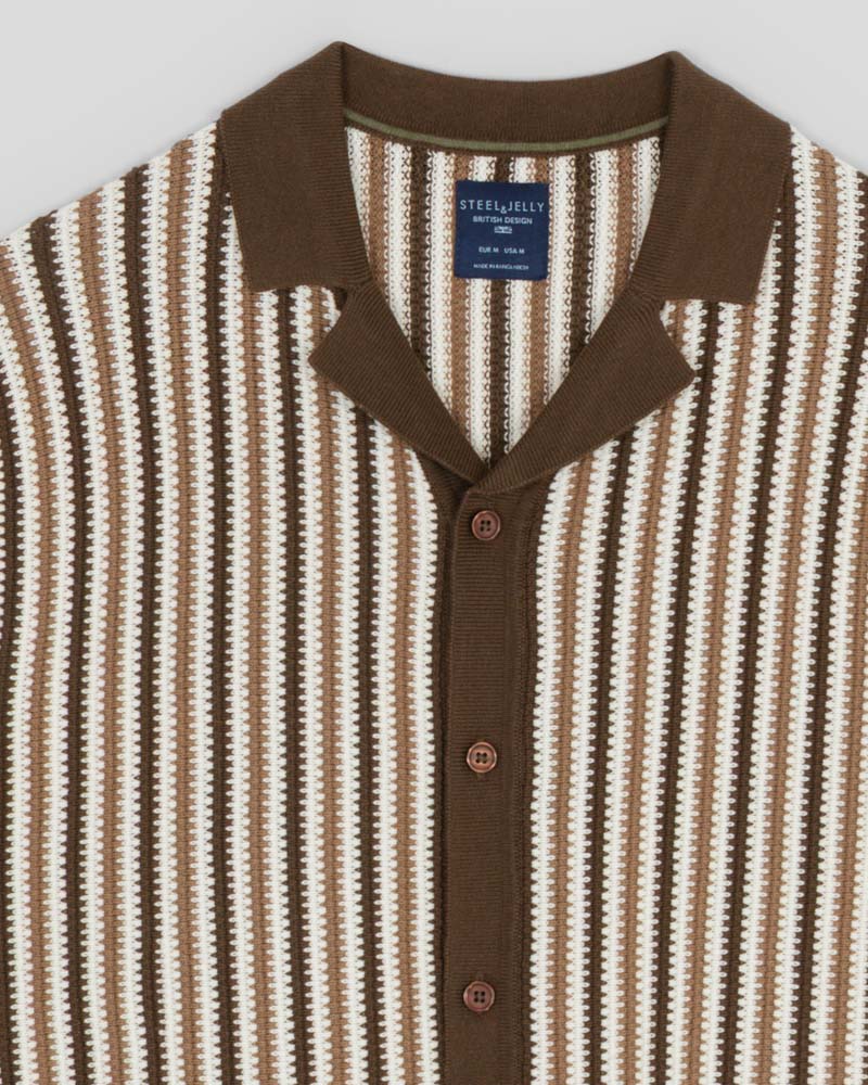 Feltham - Tonal Stripe Knitted Short Sleeve Shirt