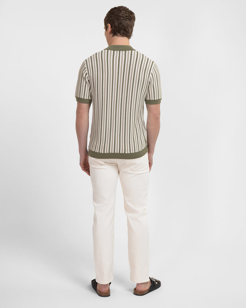 Feltham - Tonal Stripe Knitted Short Sleeve Shirt