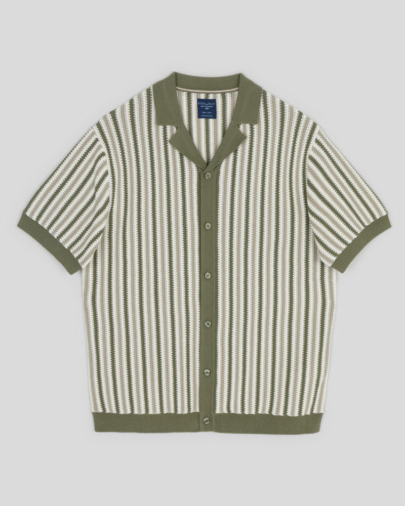 Feltham - Tonal Stripe Knitted Short Sleeve Shirt