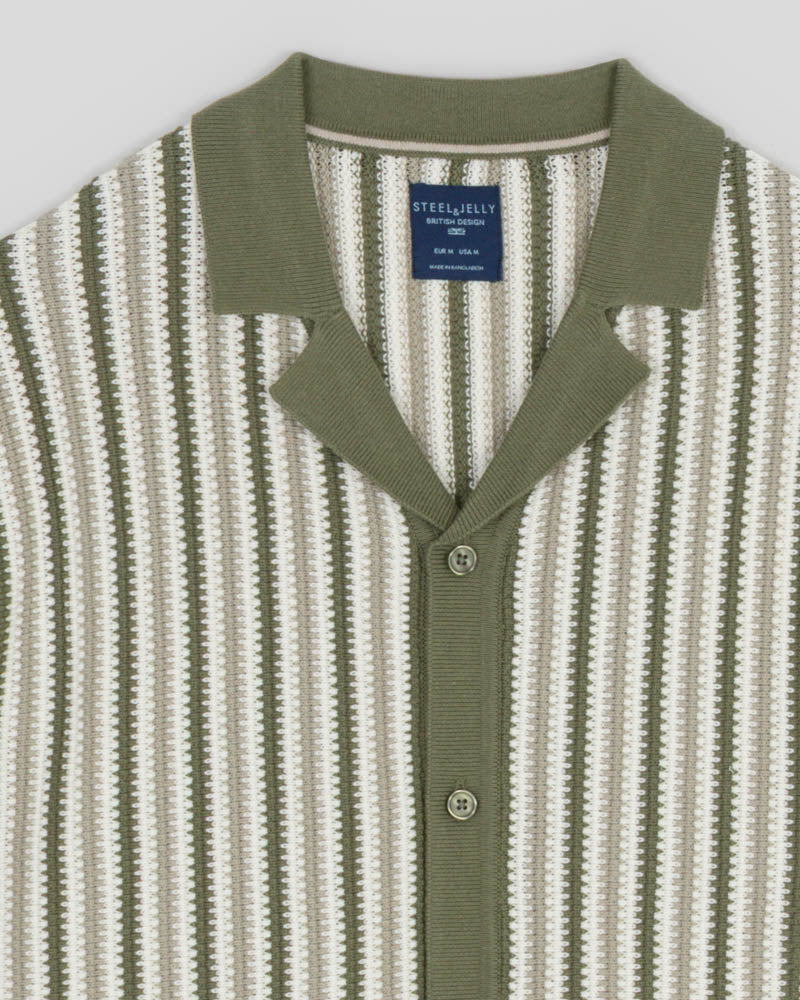 Feltham - Tonal Stripe Knitted Short Sleeve Shirt