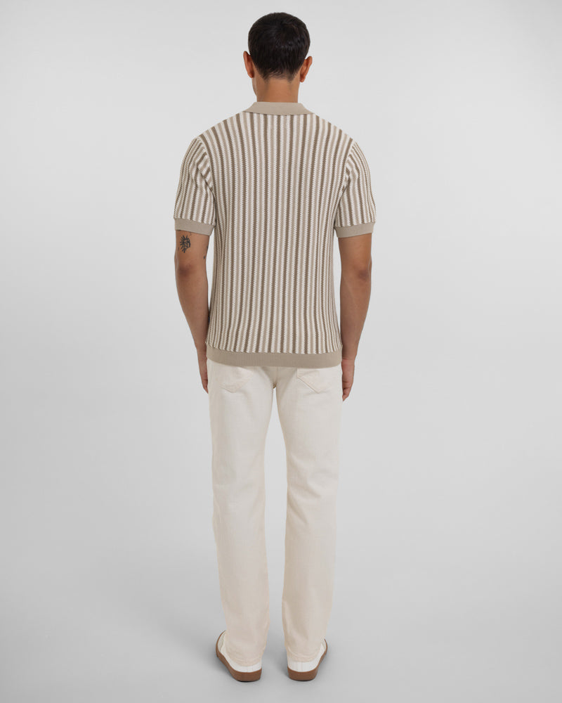 Feltham - Tonal Stripe Knitted Short Sleeve Shirt
