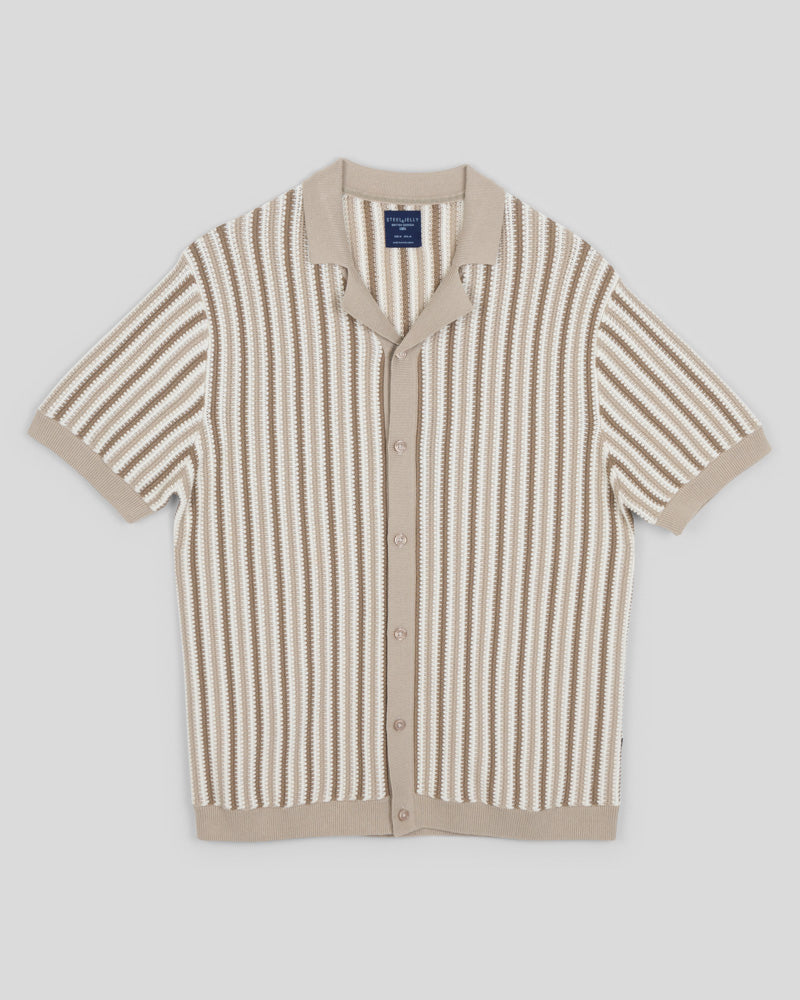 Feltham - Tonal Stripe Knitted Short Sleeve Shirt
