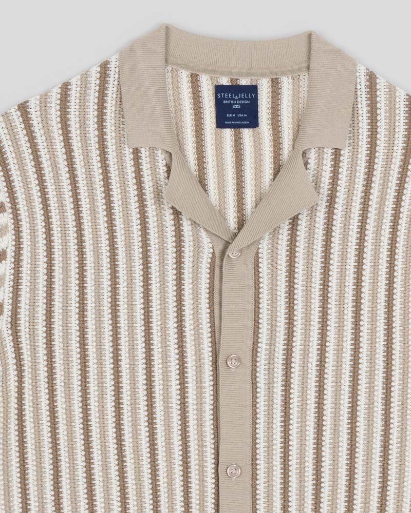Feltham - Tonal Stripe Knitted Short Sleeve Shirt