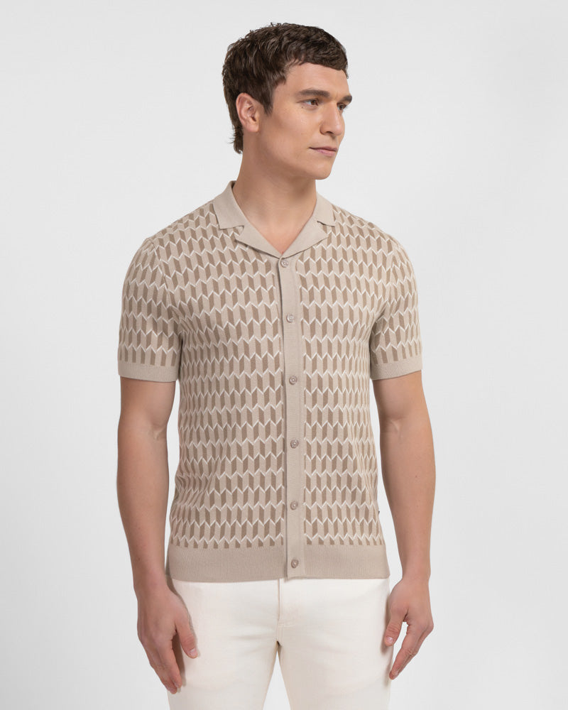 Purley - Geometric Resort Collar Short Sleeve Shirt
