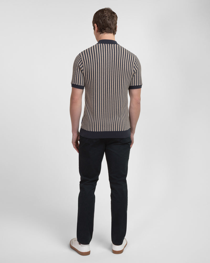 Grove - Textured Stripe Knitted Short Sleeve Shirt