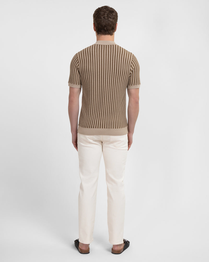 Grove - Textured Stripe Knitted Short Sleeve Shirt