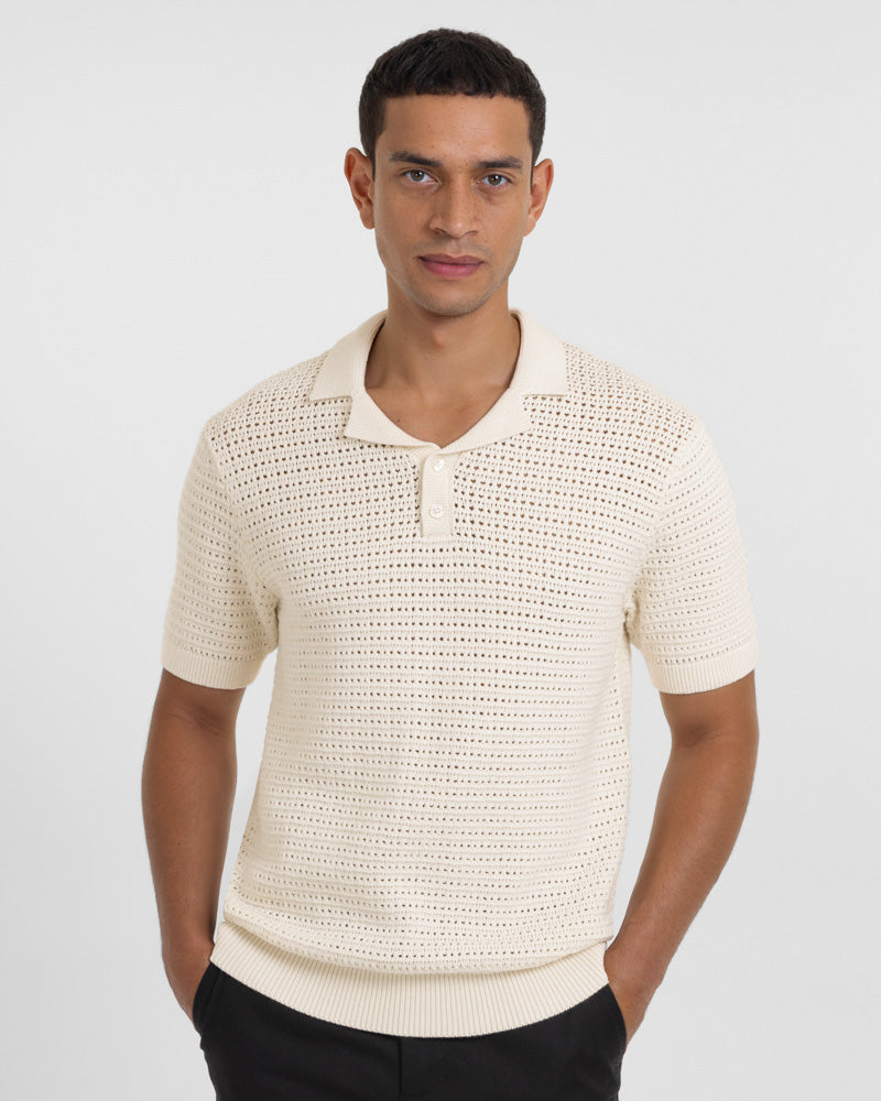 Stockwell - Chunky Knit Sweater Polo Shirt