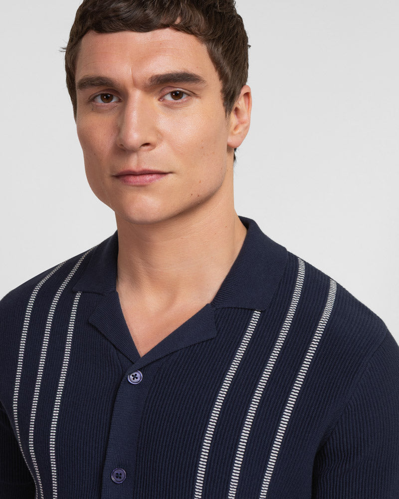 Holborn - Stripe Textured Short Sleeve Shirt