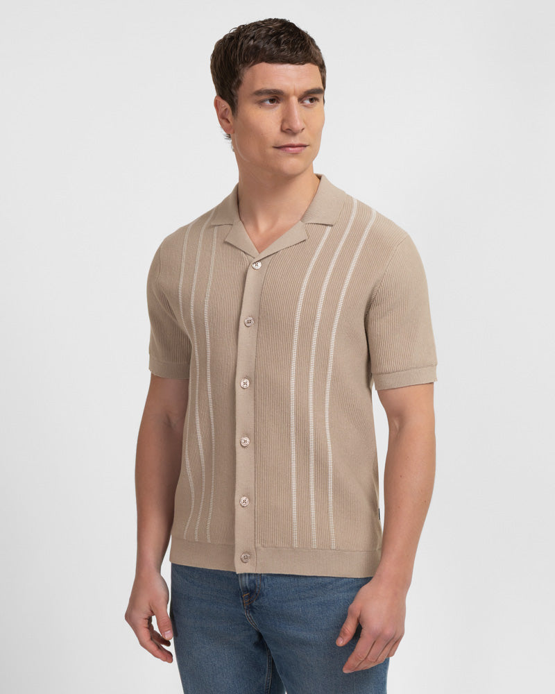 Holborn - Stripe Textured Short Sleeve Shirt