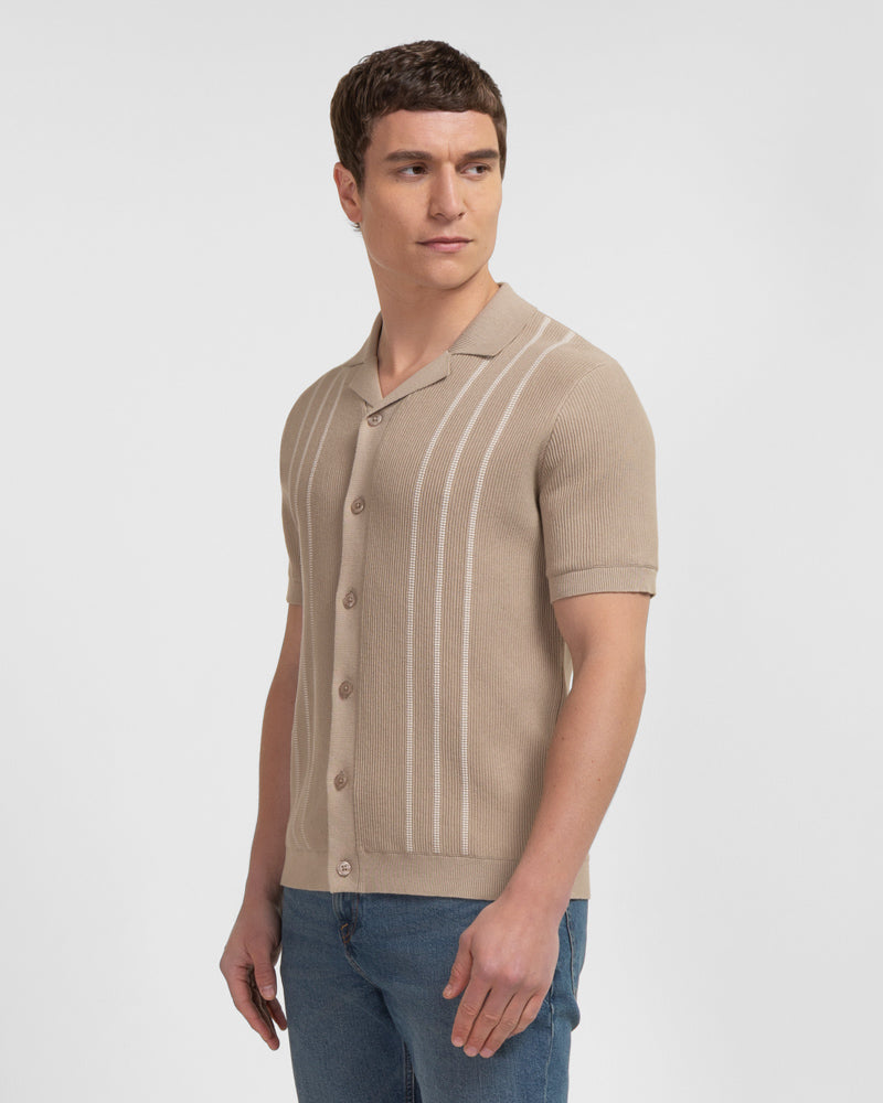 Holborn - Stripe Textured Short Sleeve Shirt
