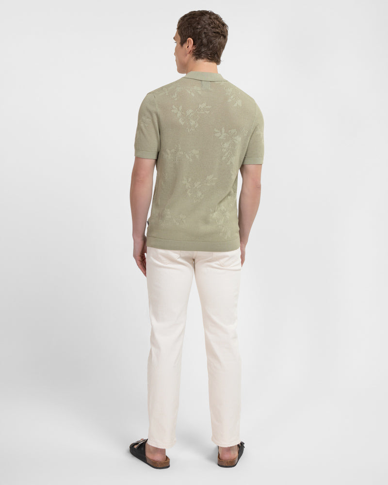 Farringdon - Leaf Texture Open Knit Short Sleeve Shirt