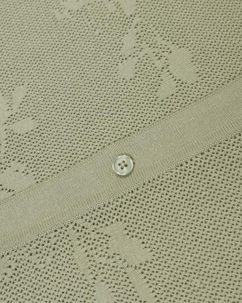 Farringdon - Leaf Texture Open Knit Short Sleeve Shirt