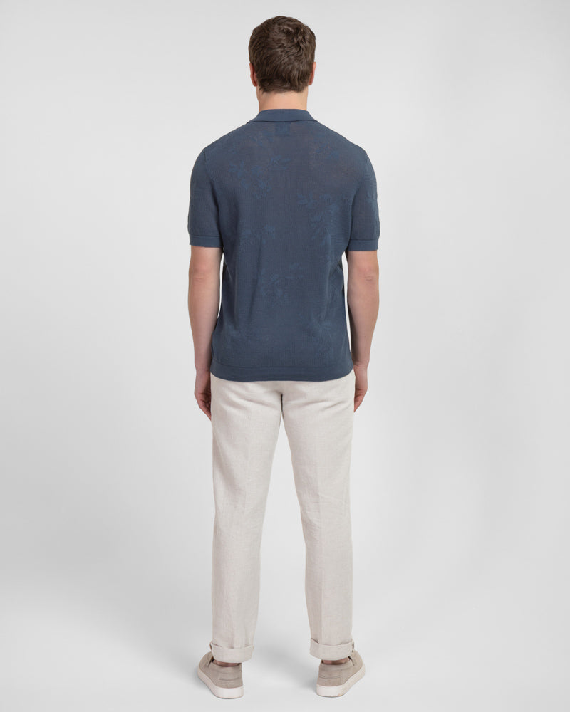 Farringdon - Leaf Texture Open Knit Short Sleeve Shirt