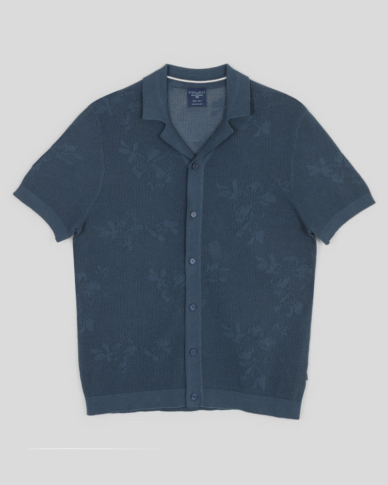 Farringdon - Leaf Texture Open Knit Short Sleeve Shirt