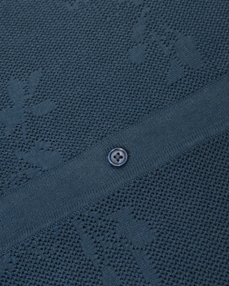 Farringdon - Leaf Texture Open Knit Short Sleeve Shirt