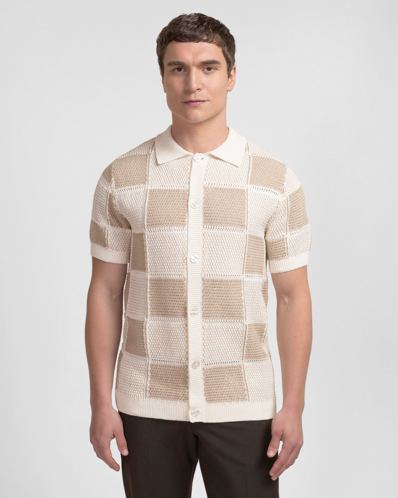 Croxley - Knitted Patchwork Short Sleeve Shirt