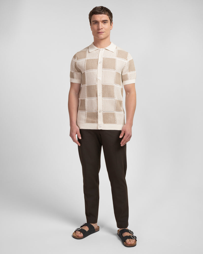 Croxley - Knitted Patchwork Short Sleeve Shirt