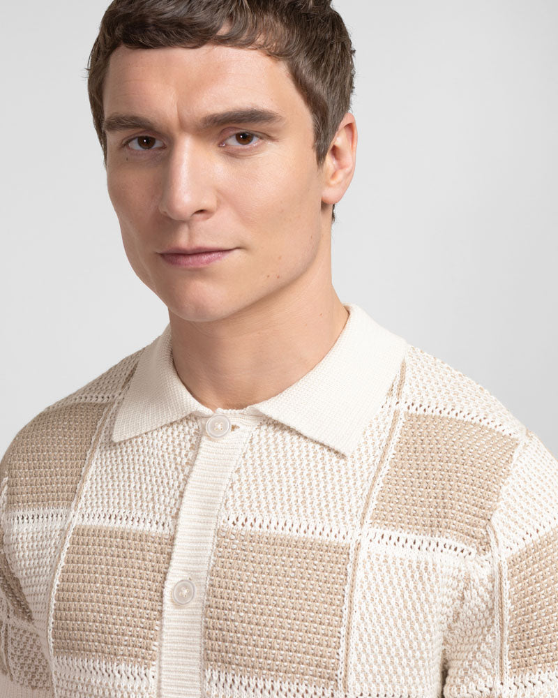 Croxley - Knitted Patchwork Short Sleeve Shirt