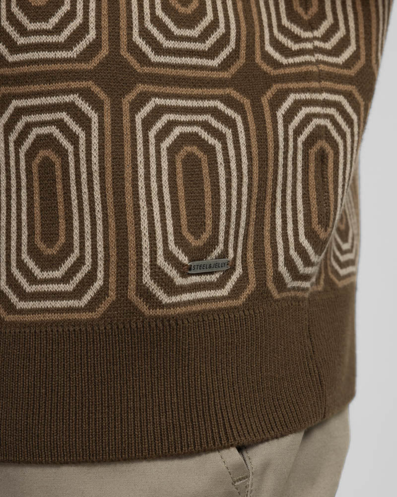 Kelsall - Retro Print Knitted Polo Shirt