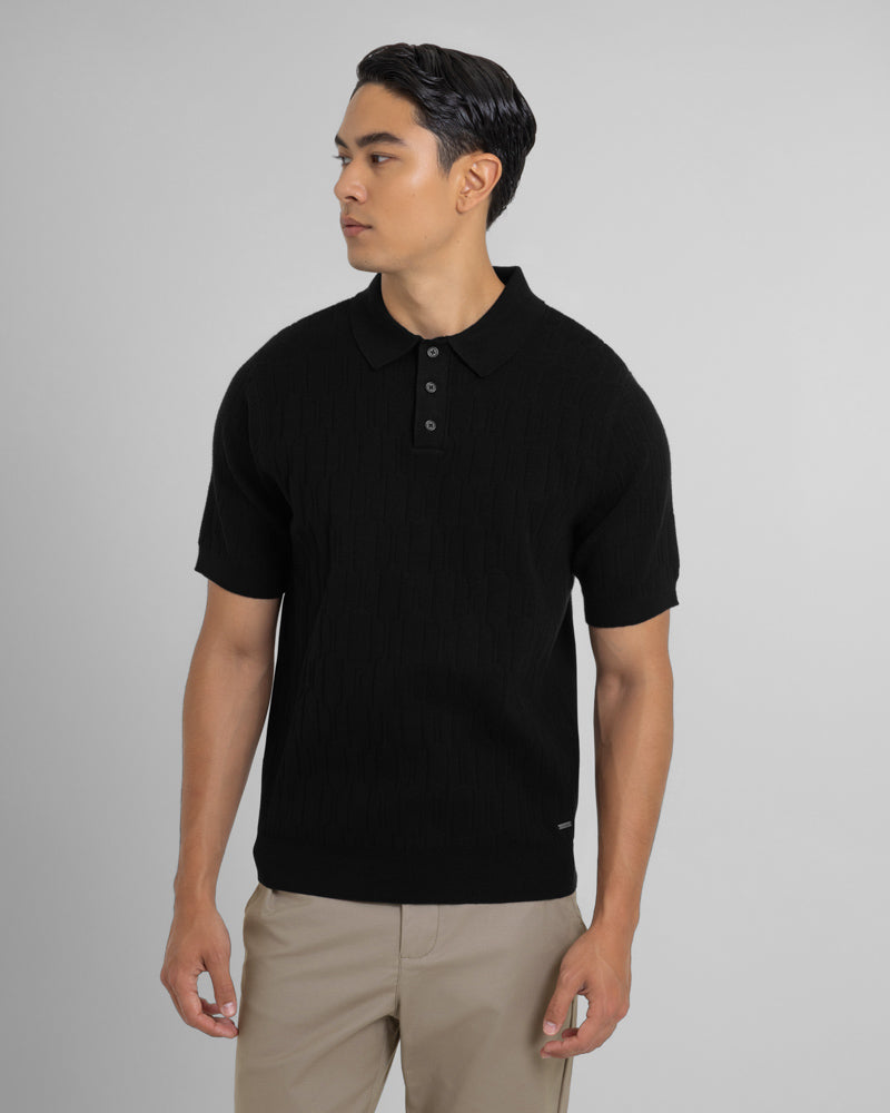 Tarvin - Geo Texture Knitted Polo Shirt