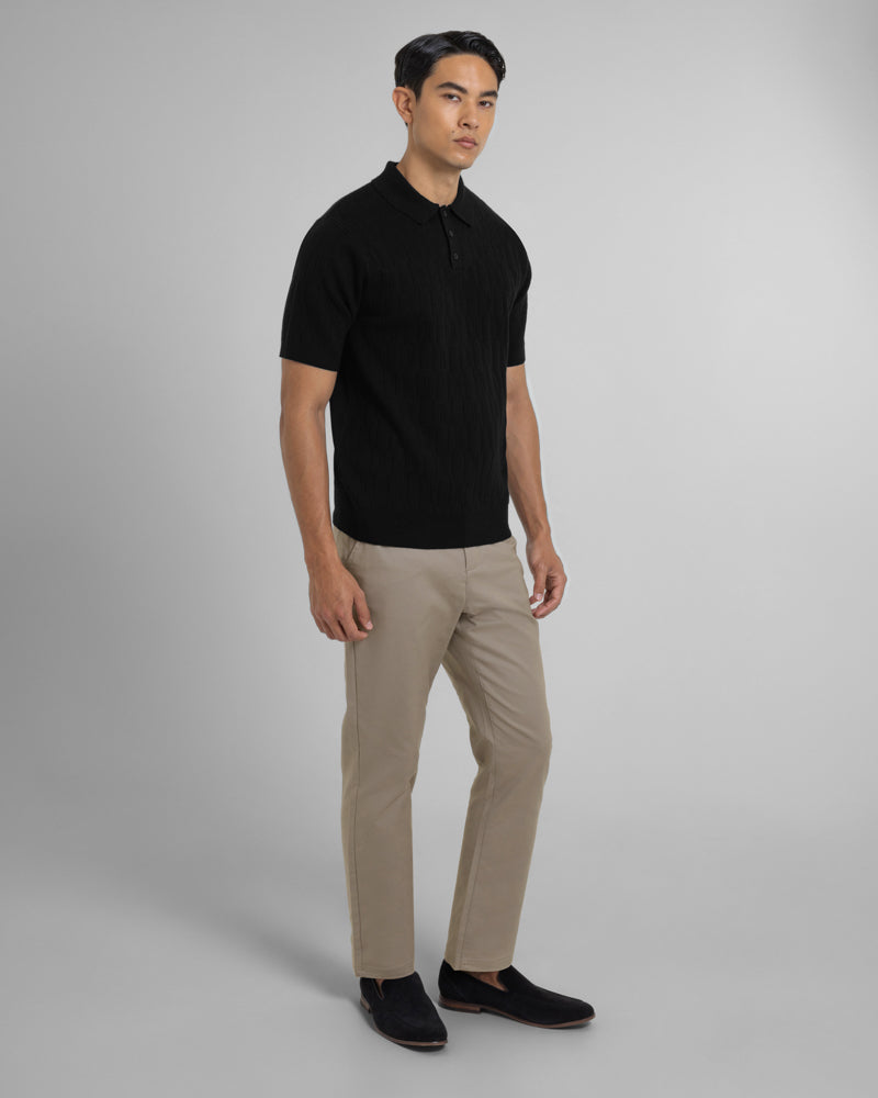 Tarvin - Geo Texture Knitted Polo Shirt