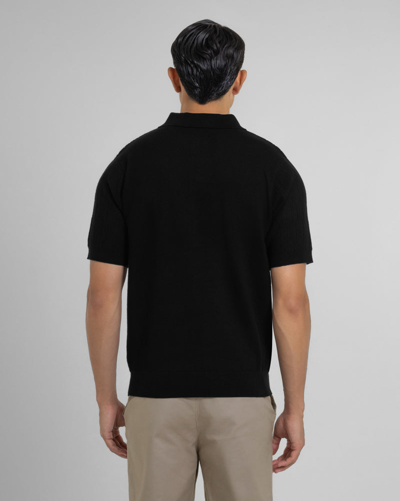Tarvin - Geo Texture Knitted Polo Shirt