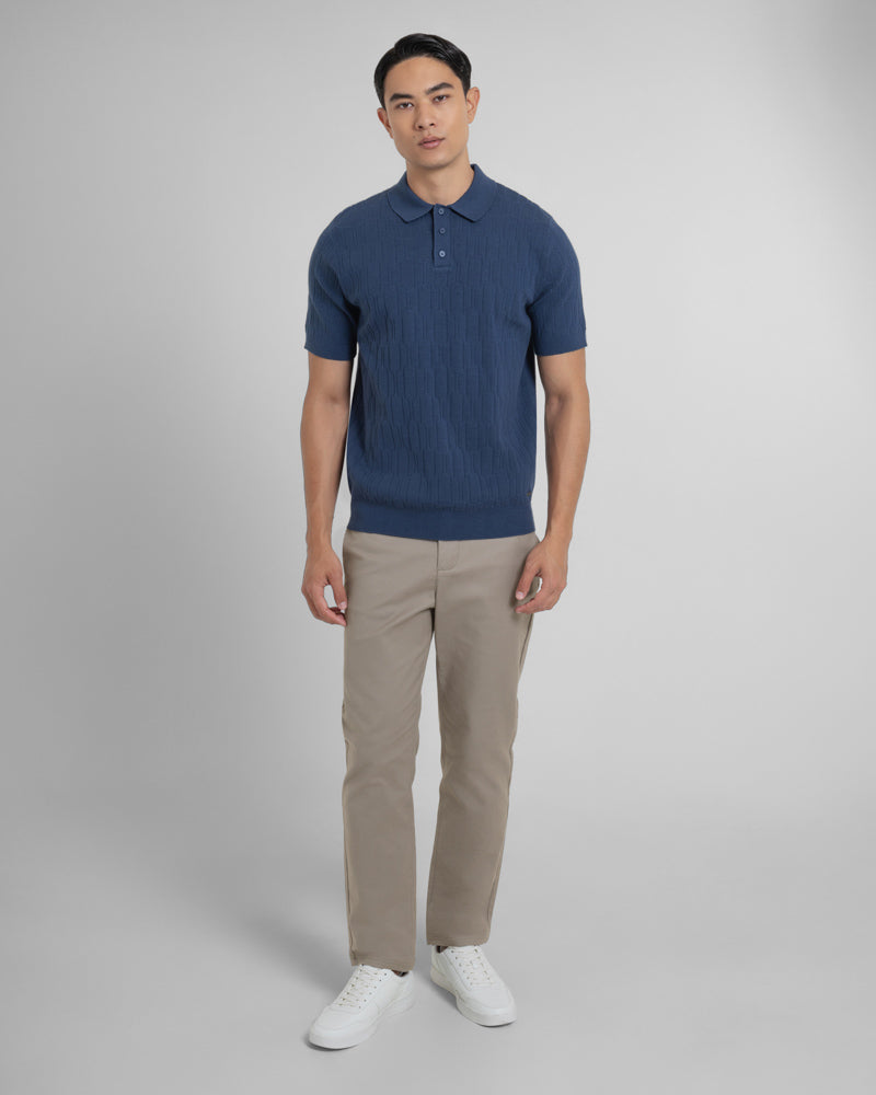Tarvin - Geo Texture Knitted Polo Shirt