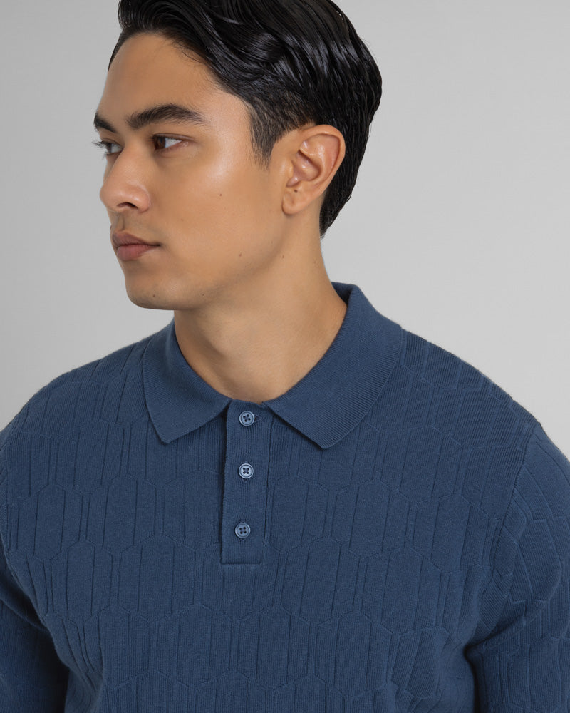 Tarvin - Geo Texture Knitted Polo Shirt