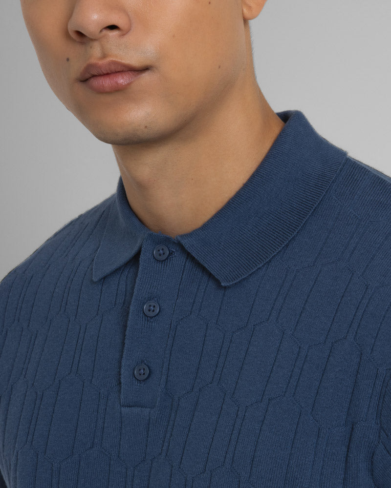 Tarvin - Geo Texture Knitted Polo Shirt