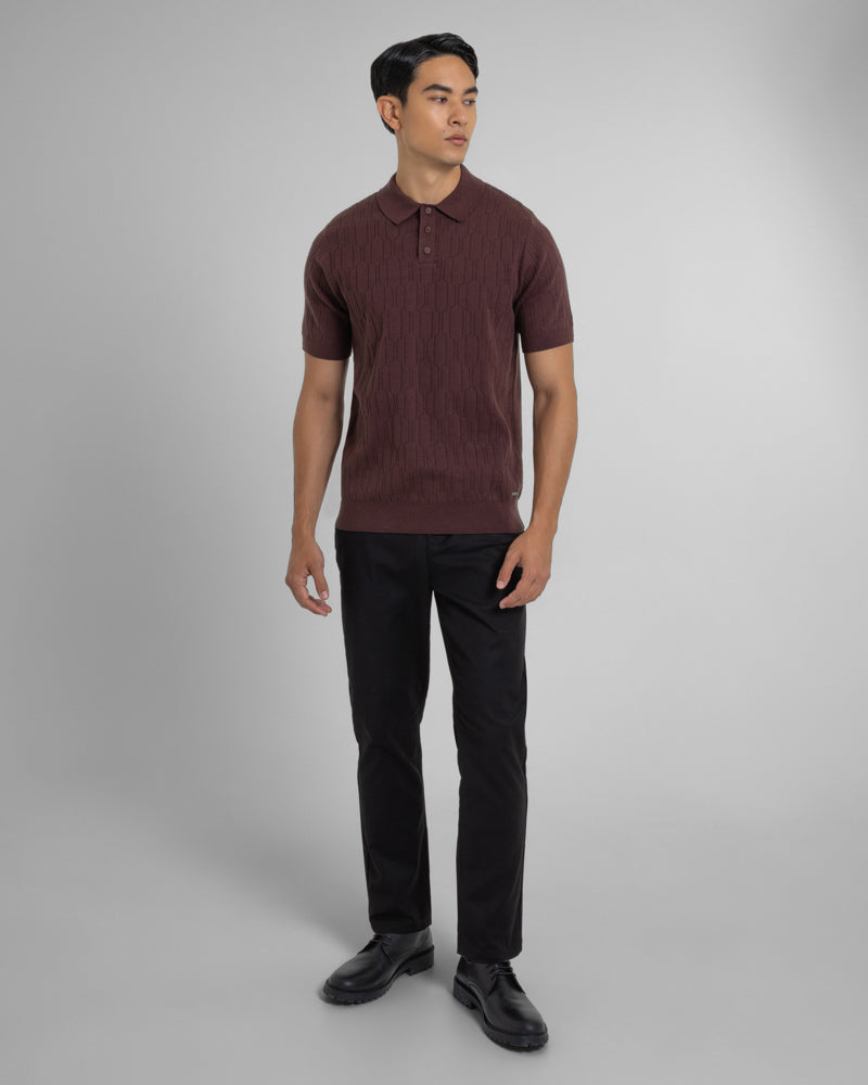 Tarvin - Geo Texture Knitted Polo Shirt