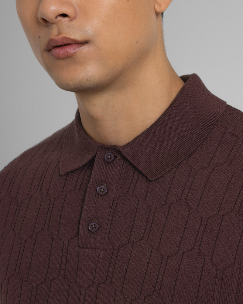 Tarvin - Geo Texture Knitted Polo Shirt