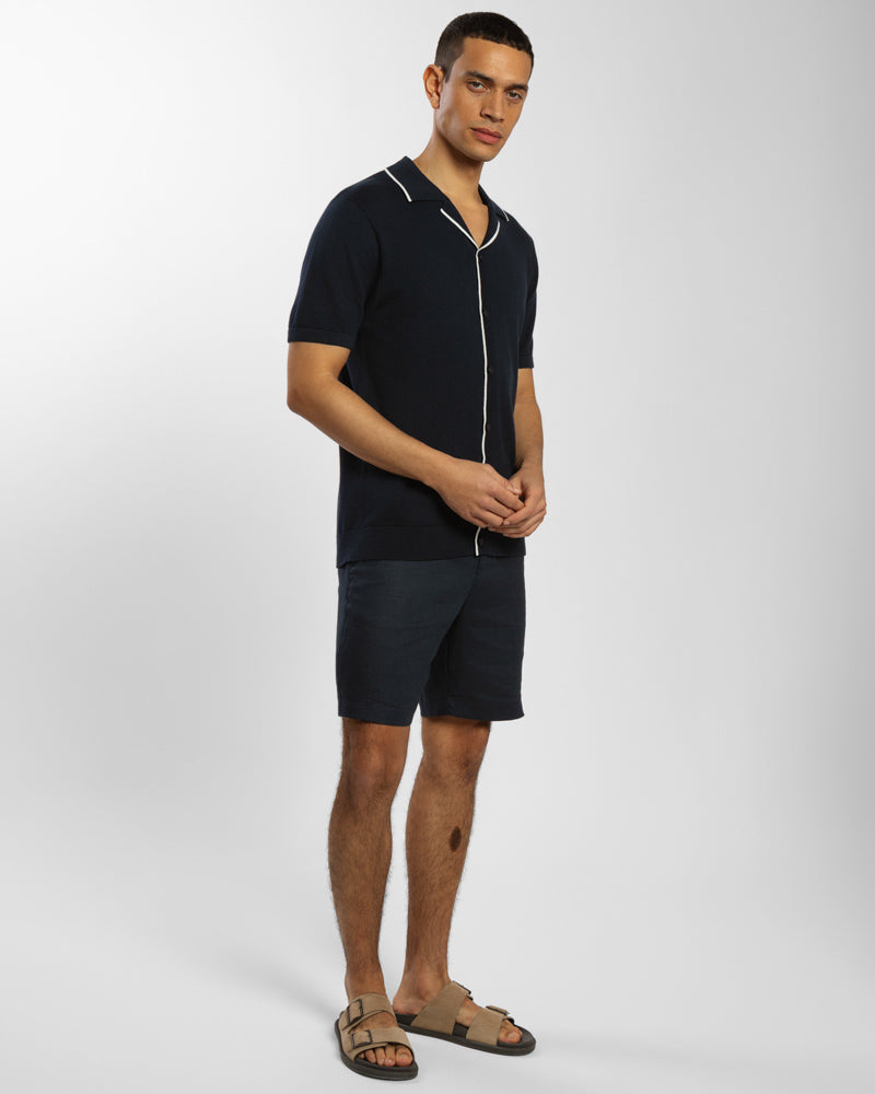 Knitted Short Sleeve Shirt With Contrast Tipping
