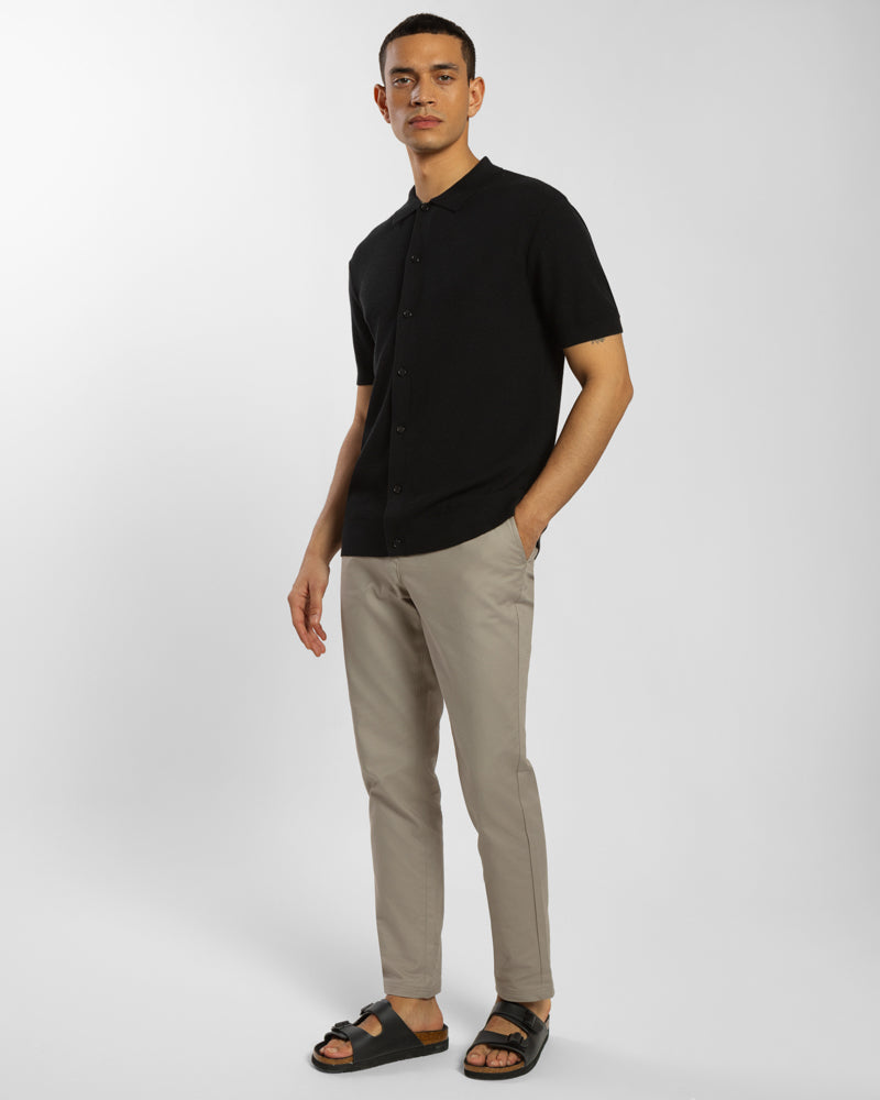 Textured Knitted Polo Shirt