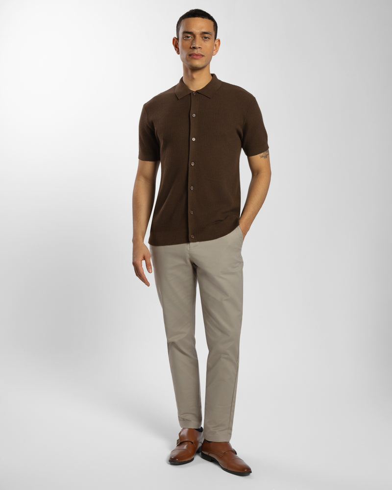 Textured Knitted Polo Shirt