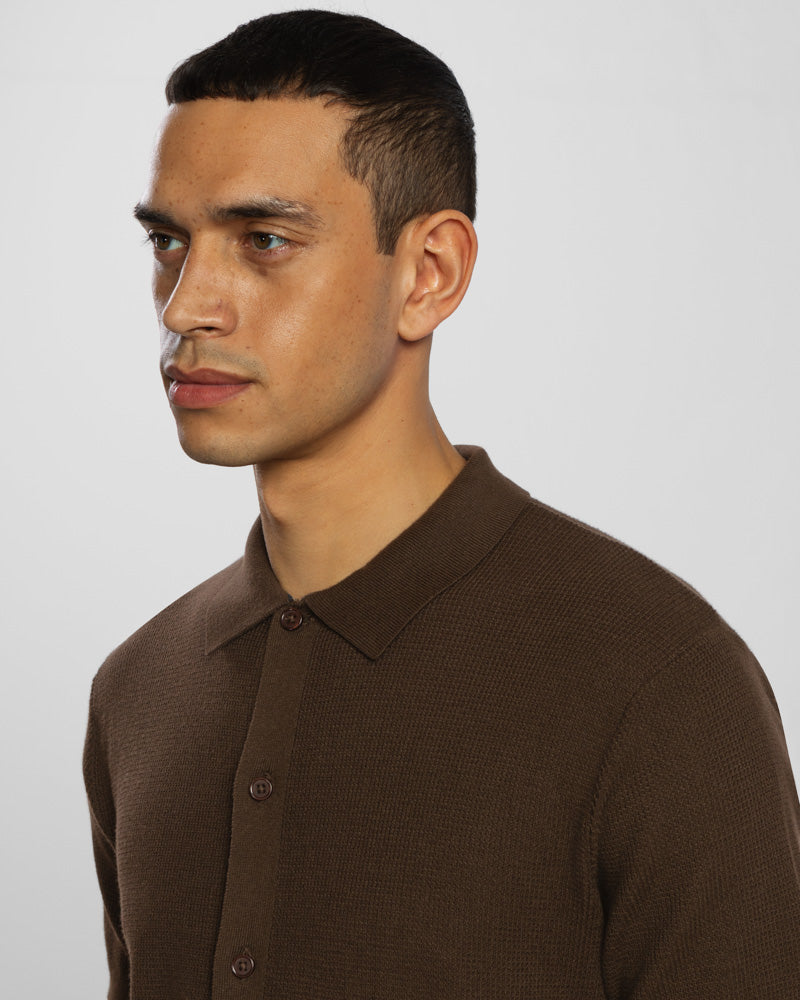 Textured Knitted Polo Shirt