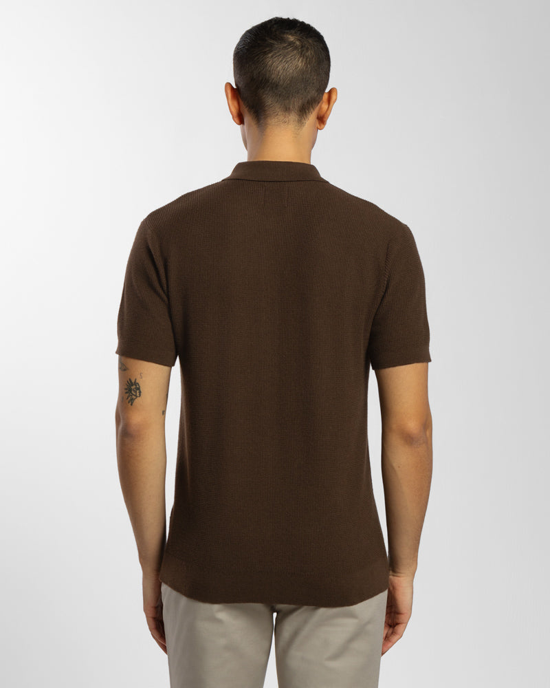 Textured Knitted Polo Shirt