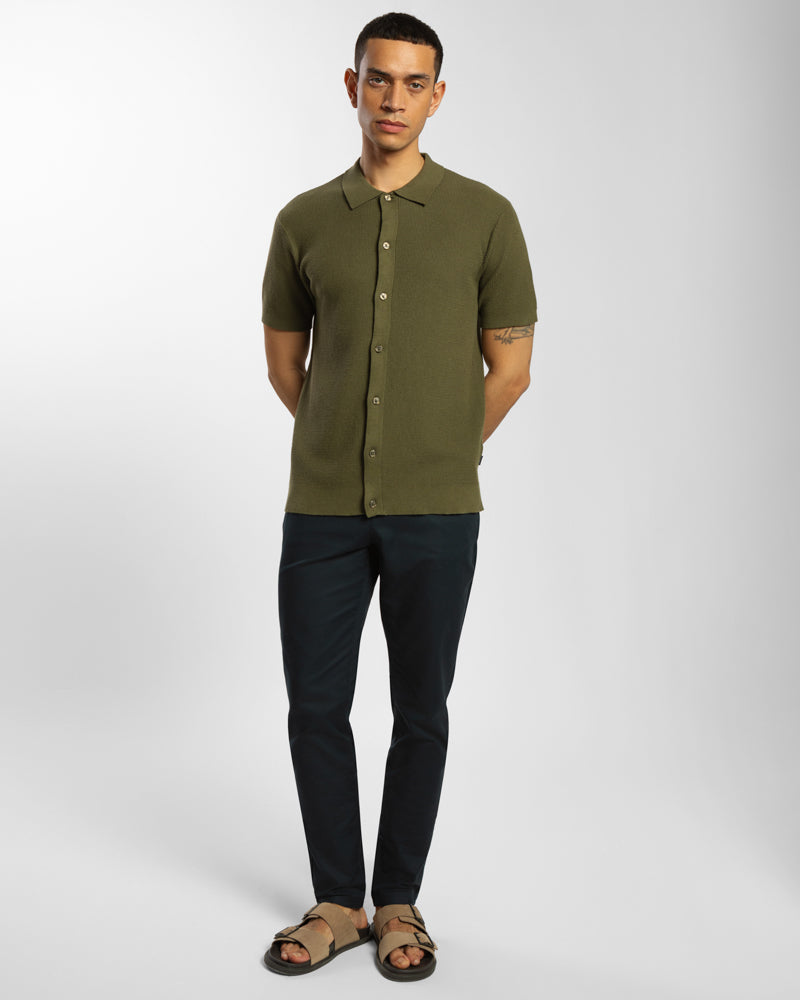 Textured Knitted Polo Shirt