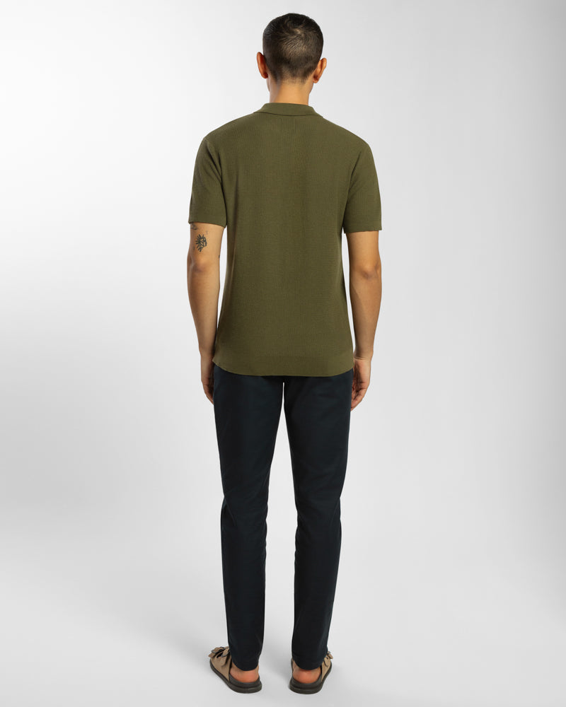 Textured Knitted Polo Shirt