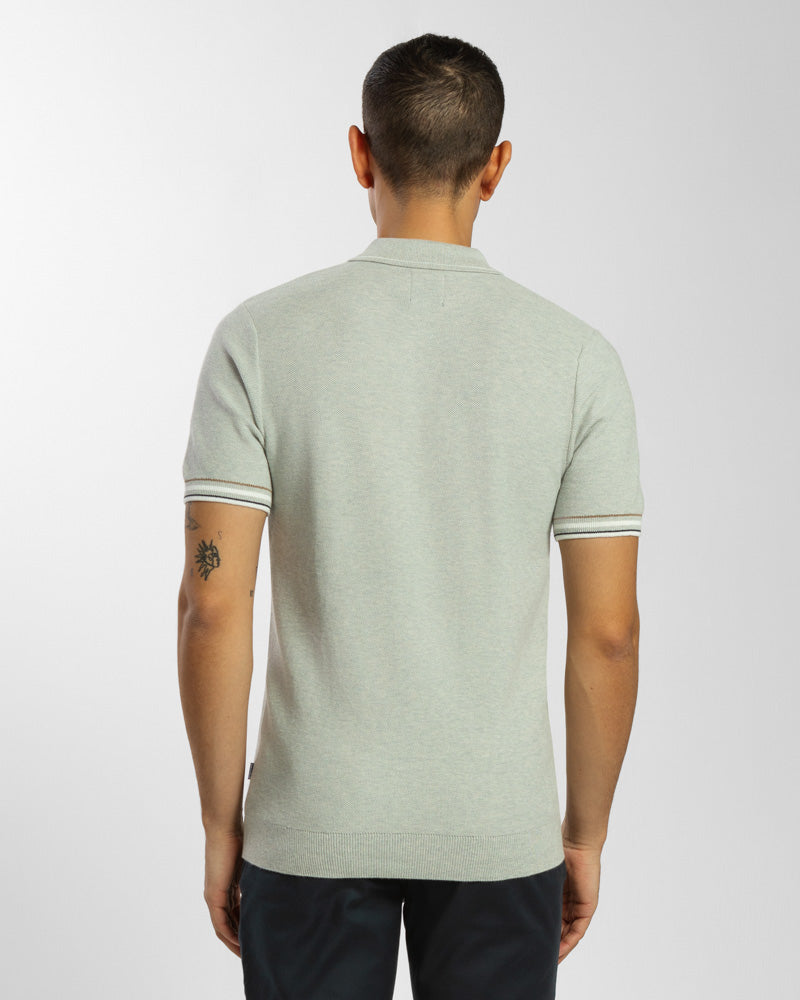 Knitted Polo Shirt With Contrast Cuff Detail