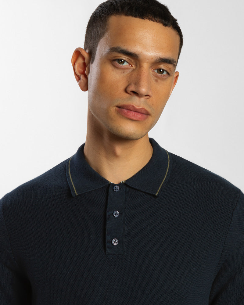 Knitted Polo Shirt With Contrast Cuff Detail