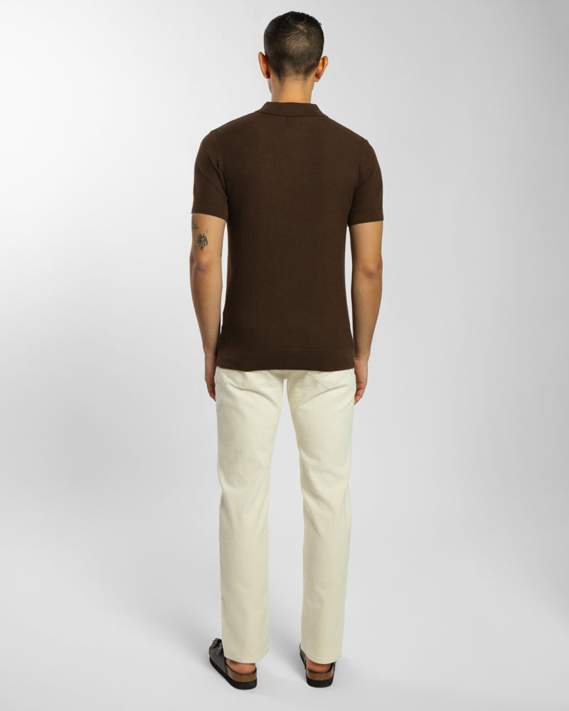 Waffle Textured Knitted Polo Shirt