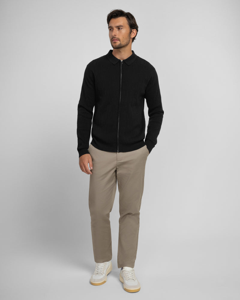 Aston - Geometric Knitted Zip-Through Cardigan