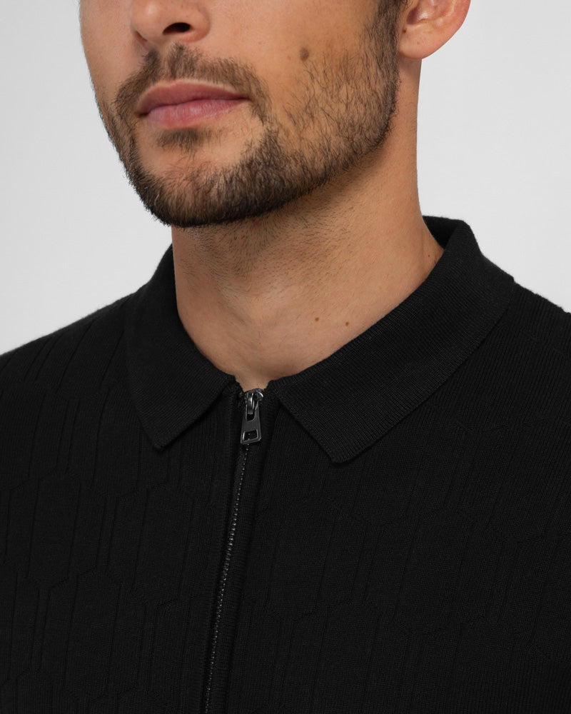 Aston - Geometric Knitted Zip-Through Cardigan